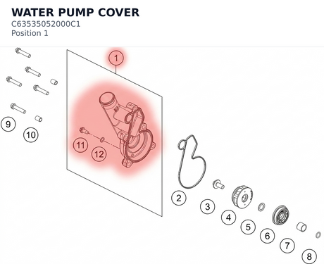 Diagram preview: WATER PUMP COVER (C63535052000C1)