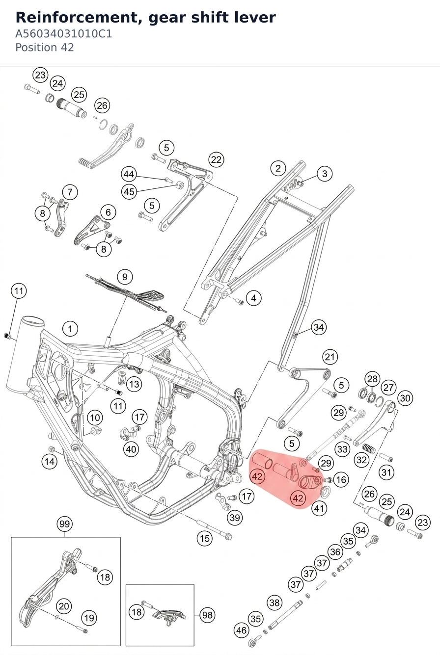 Diagram preview: Reinforcement, gear shift lever (A56034031010C1)