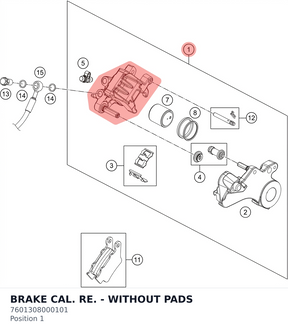 Diagram preview: BRAKE CAL. RE. - WITHOUT PADS (7601308000101)