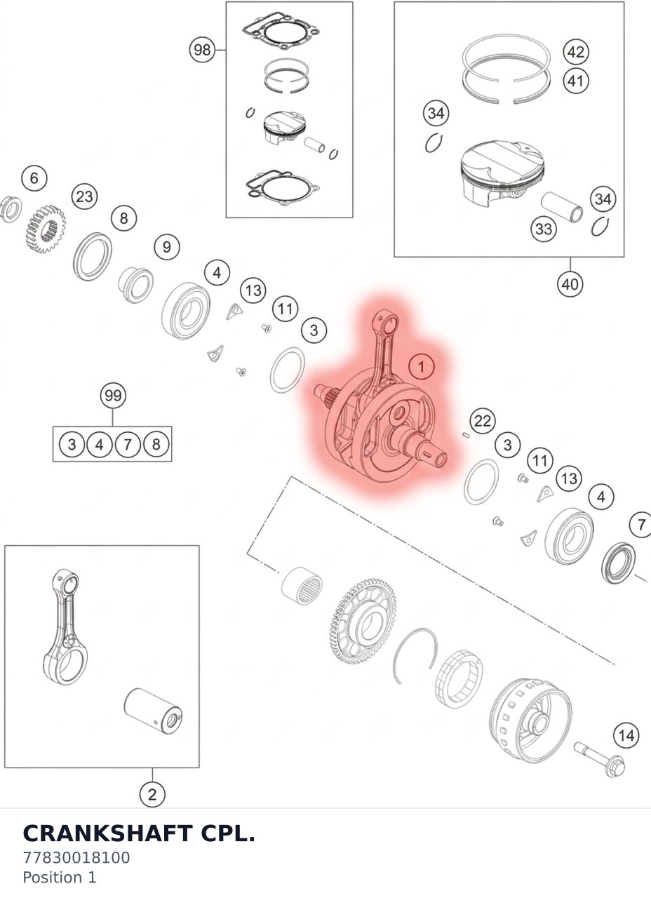 Diagram preview: CRANKSHAFT CPL. (77830018100)