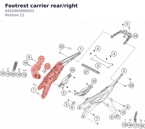 Diagram preview: Footrest carrier rear/right (6410304900033)