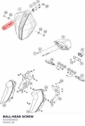 Diagram preview: BALL-HEAD SCREW (61514020010)