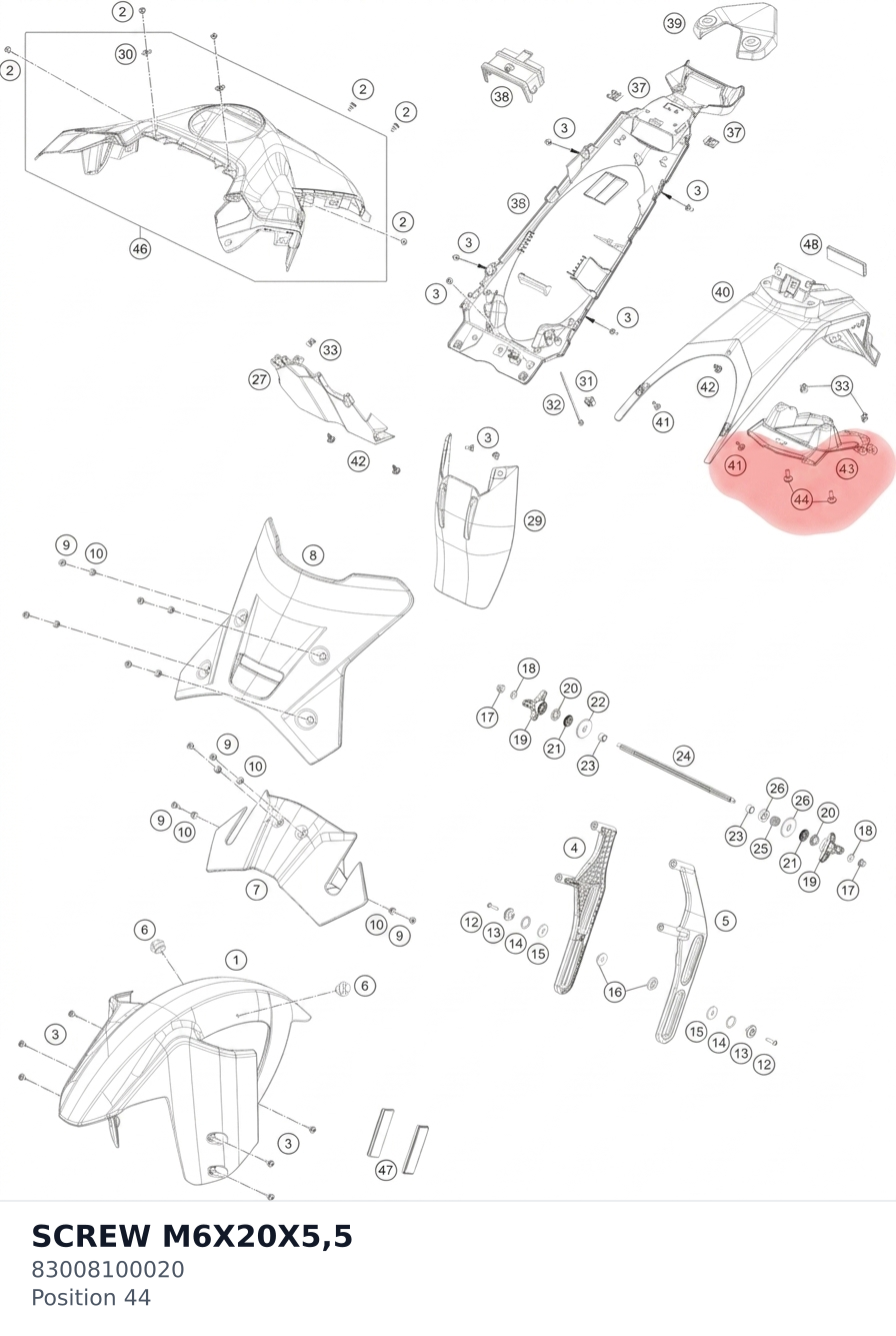 Diagram preview: SCREW M6X20X5,5 (83008100020)