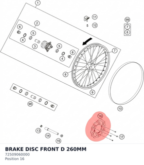 Diagram preview: BRAKE DISC FRONT D 260MM (72509060000)