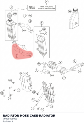 Diagram preview: RADIATOR HOSE CASE-RADIATOR (70035025000)