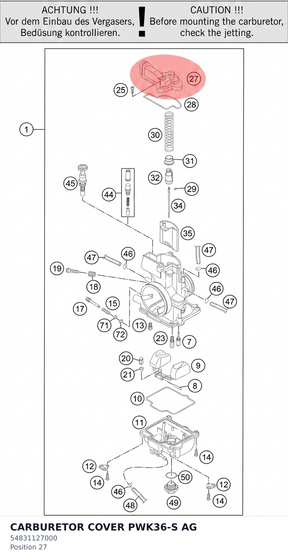 Diagram preview: CARBURETOR COVER PWK36-S AG (54831127000)