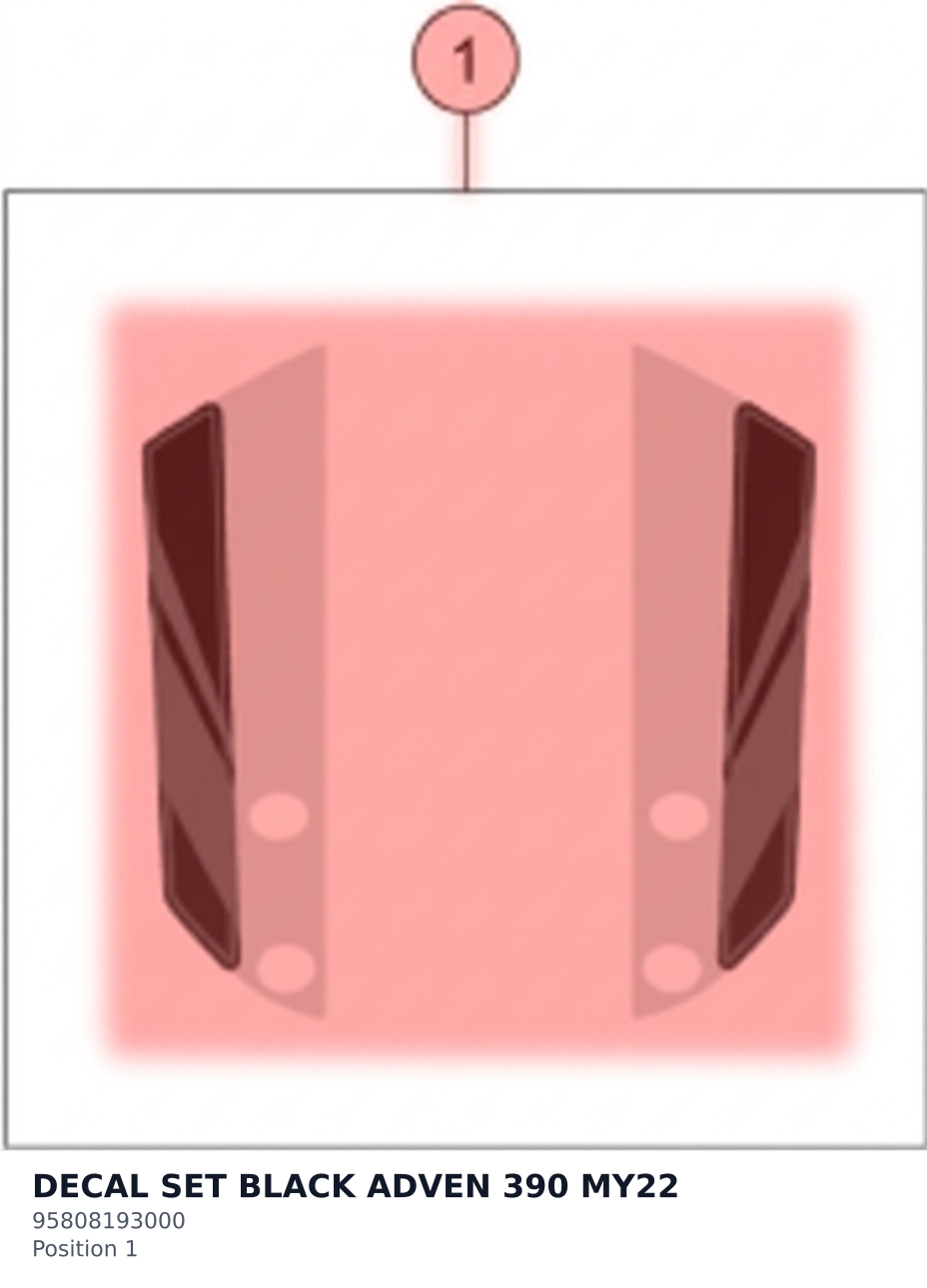 Diagram preview: DECAL SET BLACK ADVEN 390 MY22 (95808193000)
