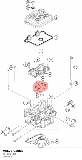 Diagram preview: VALVE GUIDE (90136025000)