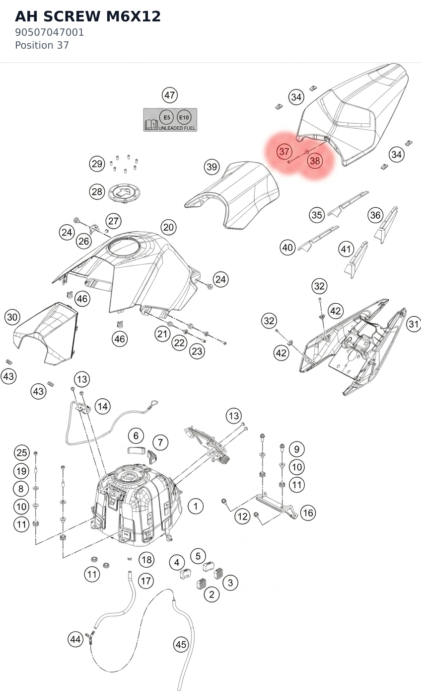 Diagram preview: AH SCREW M6X12 (90507047001)