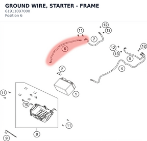 Diagram preview: GROUND WIRE, STARTER - FRAME (61911097000)