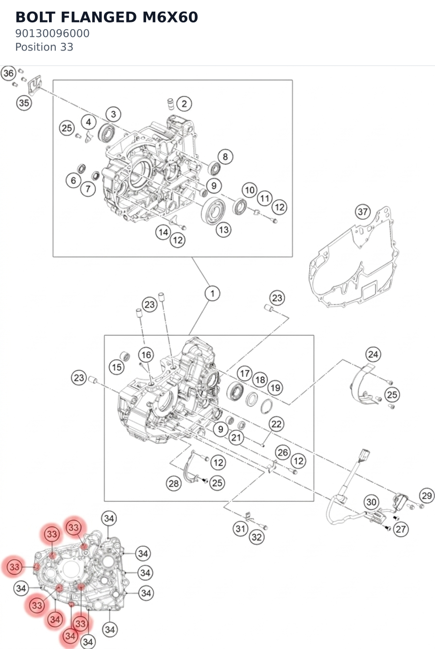 Diagram preview: BOLT FLANGED M6X60 (90130096000)
