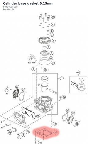 Diagram preview: Cylinder base gasket 0.15mm (50430035015)