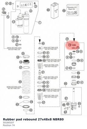 Diagram preview: Rubber pad rebound 27x48x8 NBR80 (50180107)