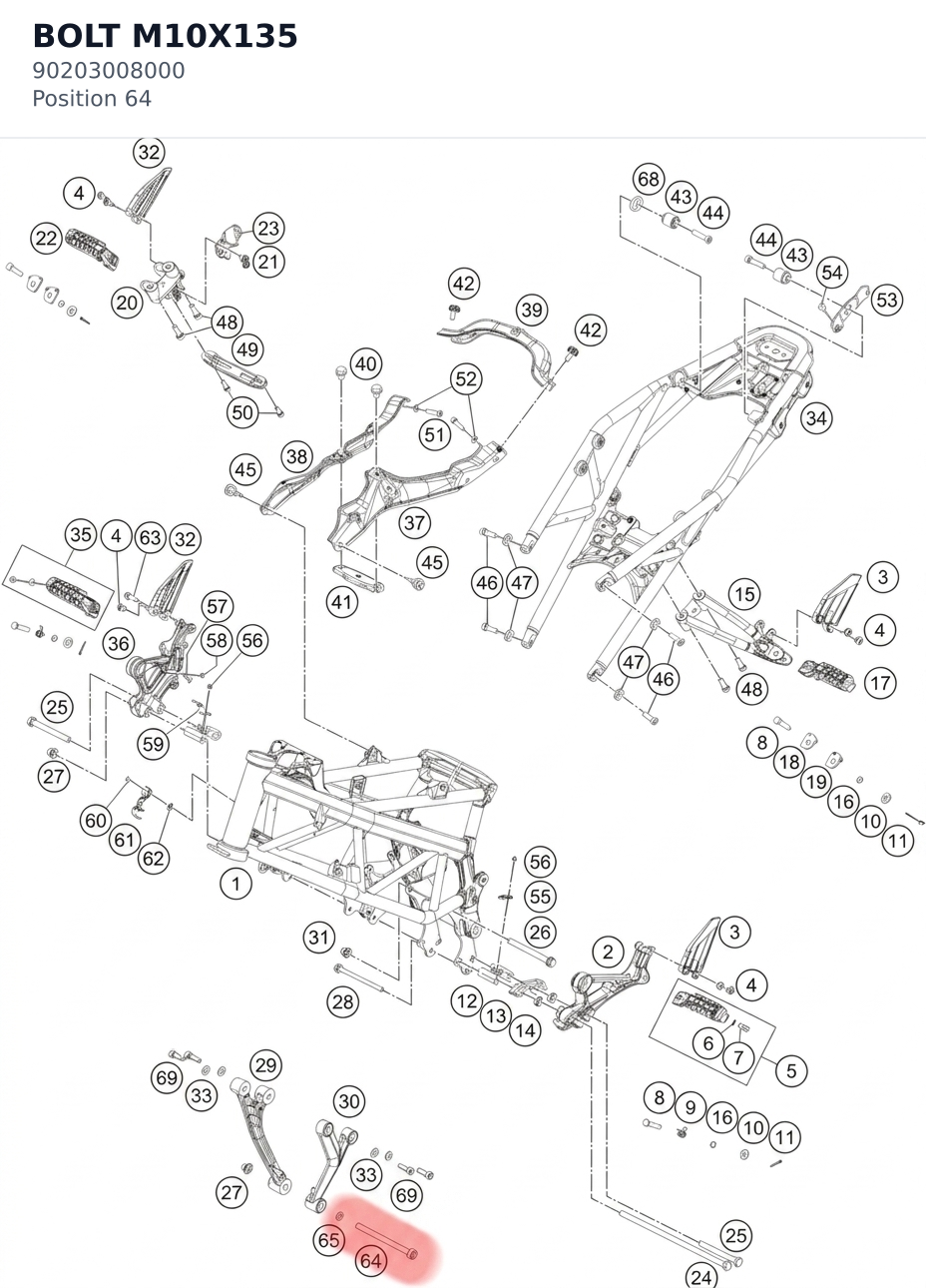 Diagram preview: BOLT M10X135 (90203008000)