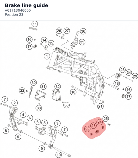 Diagram preview: Brake line guide (A61713046000)