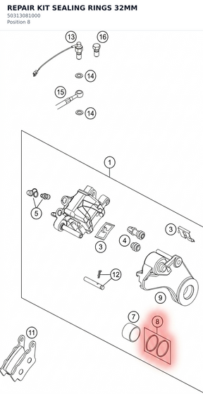 Diagram preview: REPAIR KIT SEALING RINGS 32MM (50313081000)