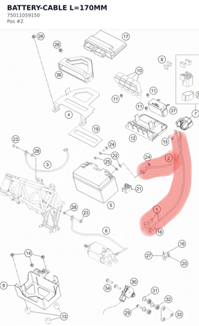 Diagram preview: BATTERY-CABLE L=170MM (75011059150)