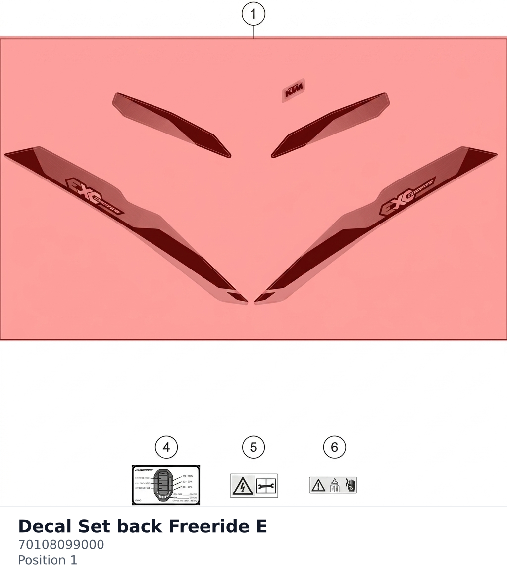 Diagram preview: Decal Set back Freeride E (70108099000)