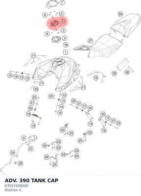 Diagram preview: ADV. 390 TANK CAP (63507008000)