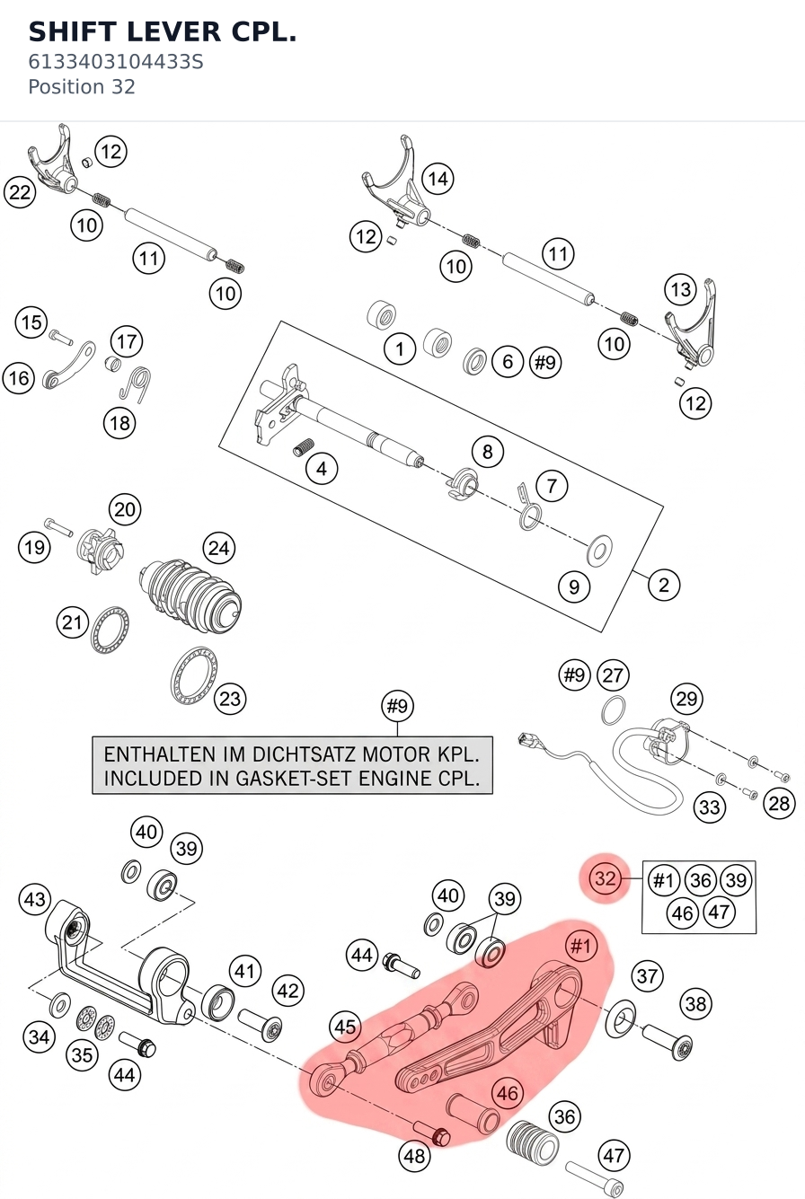 Diagram preview: SHIFT LEVER CPL. (6133403104433S)