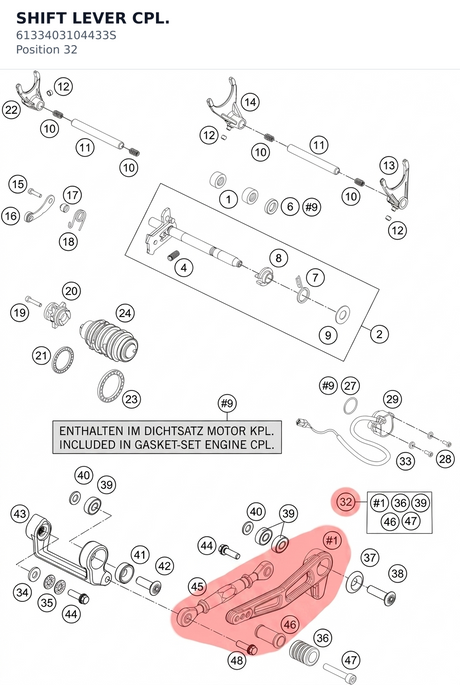Diagram preview: SHIFT LEVER CPL. (6133403104433S)