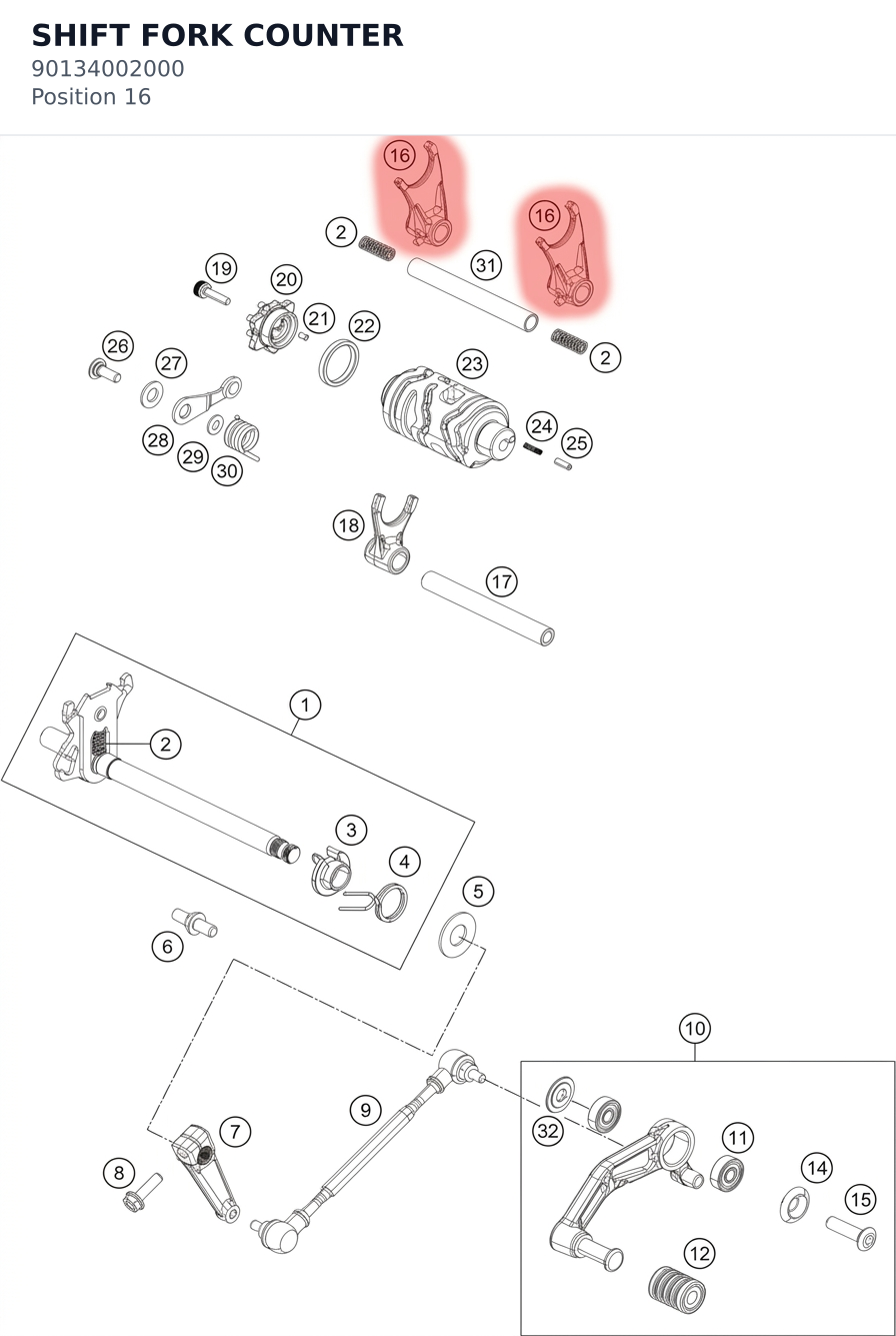 Diagram preview: SHIFT FORK COUNTER (90134002000)