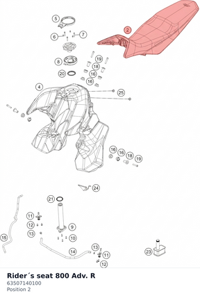 Diagram preview: Rider´s seat 800 Adv. R (63507140100)