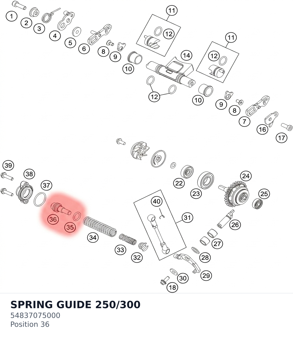 Diagram preview: SPRING GUIDE 250/300 (54837075000)