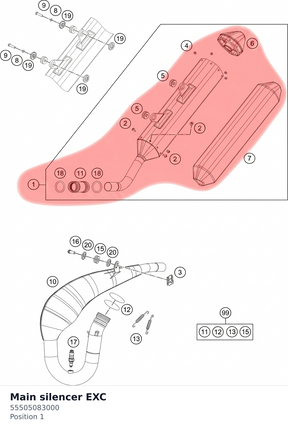 Diagram preview: Main silencer EXC (55505083000)