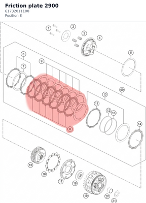Diagram preview: Friction plate 2900 (61732011100)