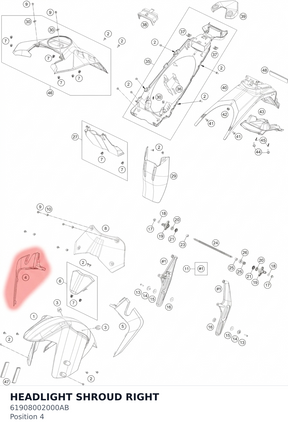 Diagram preview: HEADLIGHT SHROUD RIGHT (61908002000AB)