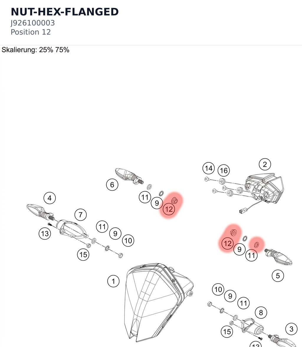 Diagram preview: NUT-HEX-FLANGED (J926100003)
