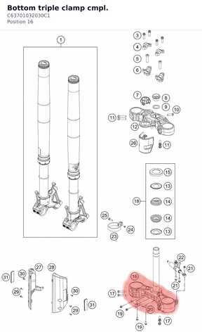 Diagram preview: Bottom triple clamp cmpl. (C63701032030C1)