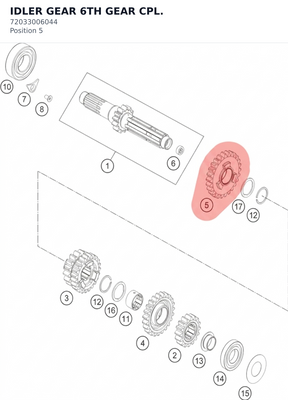 Diagram preview: IDLER GEAR 6TH GEAR CPL. (72033006044)