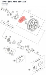 Diagram preview: SHAFT SEAL RING 26X42X8 (J760264208)