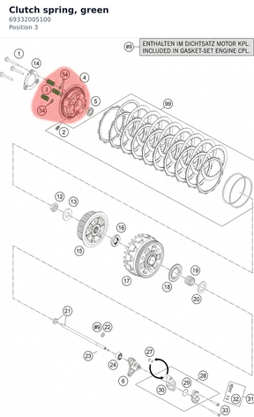 Diagram preview: Clutch spring, green (69332005100)