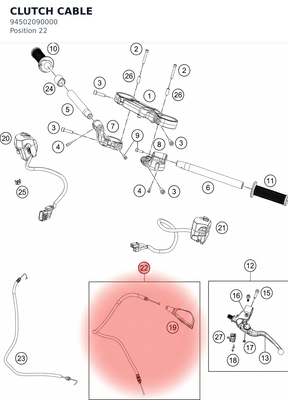 Diagram preview: CLUTCH CABLE (94502090000)