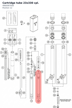 Diagram preview: Cartridge tube 23x330 cpl. (48600870S8)