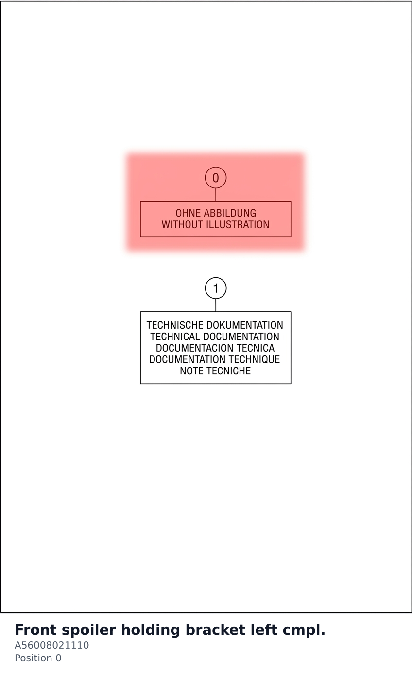 Diagram preview: Front spoiler holding bracket left cmpl. (A56008021110)