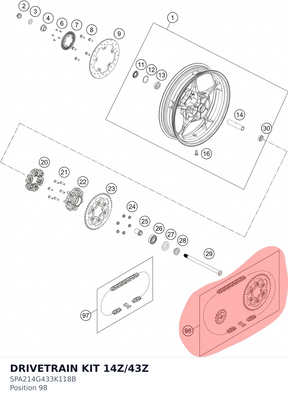 Diagram preview: DRIVETRAIN KIT 14Z/43Z (SPA214G433K118B)