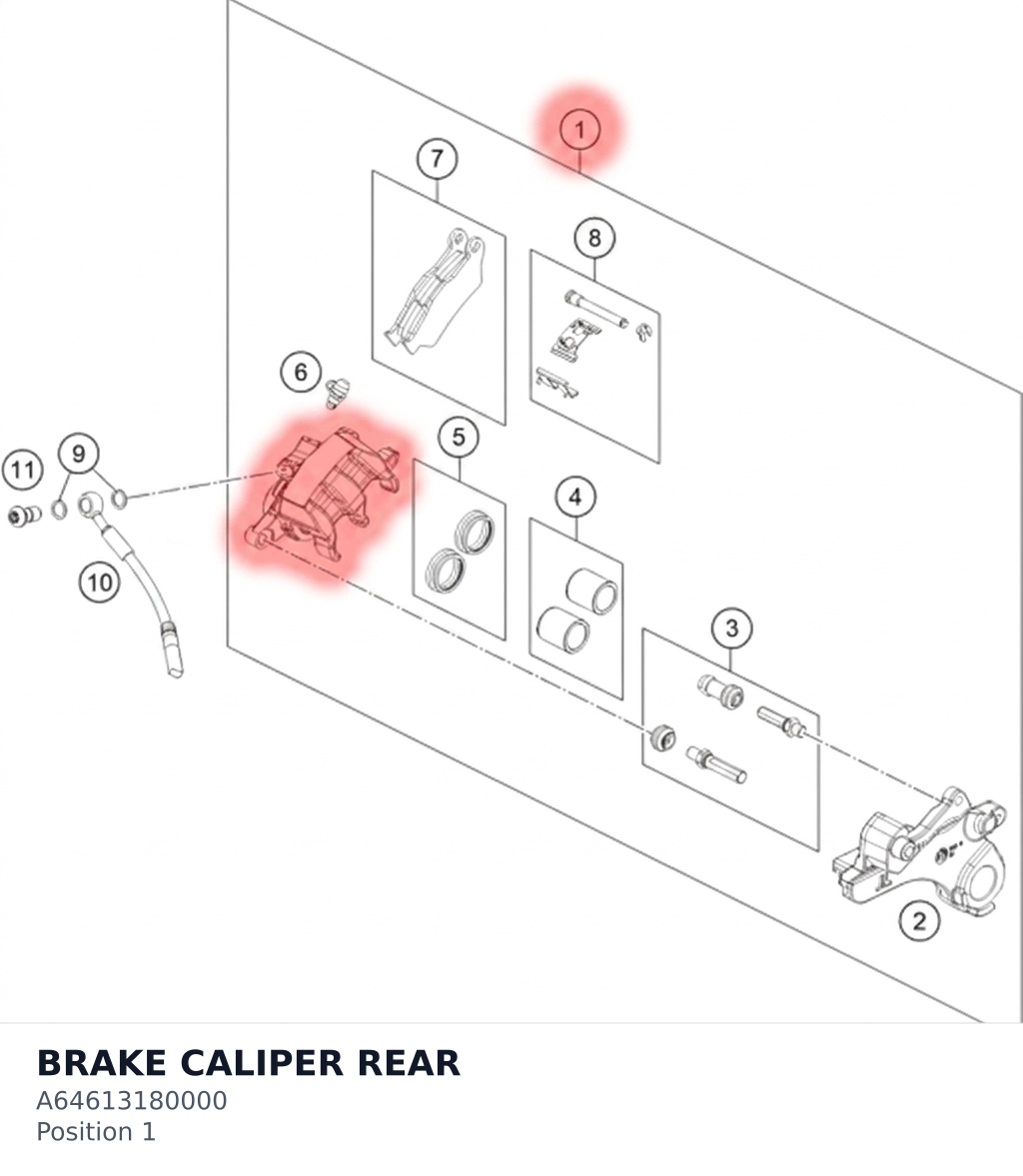 Diagram preview: BRAKE CALIPER REAR (A64613180000)