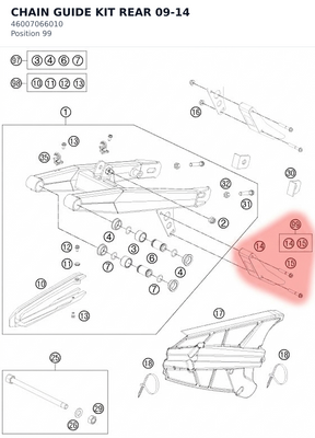 Diagram preview: CHAIN GUIDE KIT REAR 09-14 (46007066010)