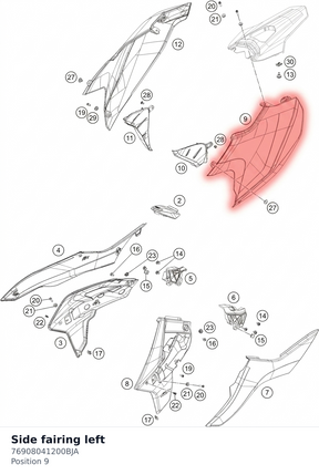 Diagram preview: Side fairing left (76908041200BJA)