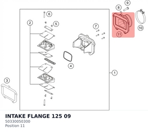 Diagram preview: INTAKE FLANGE 125 09 (50330050300)