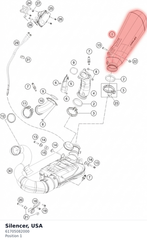 Diagram preview: Silencer, USA (61705082000)