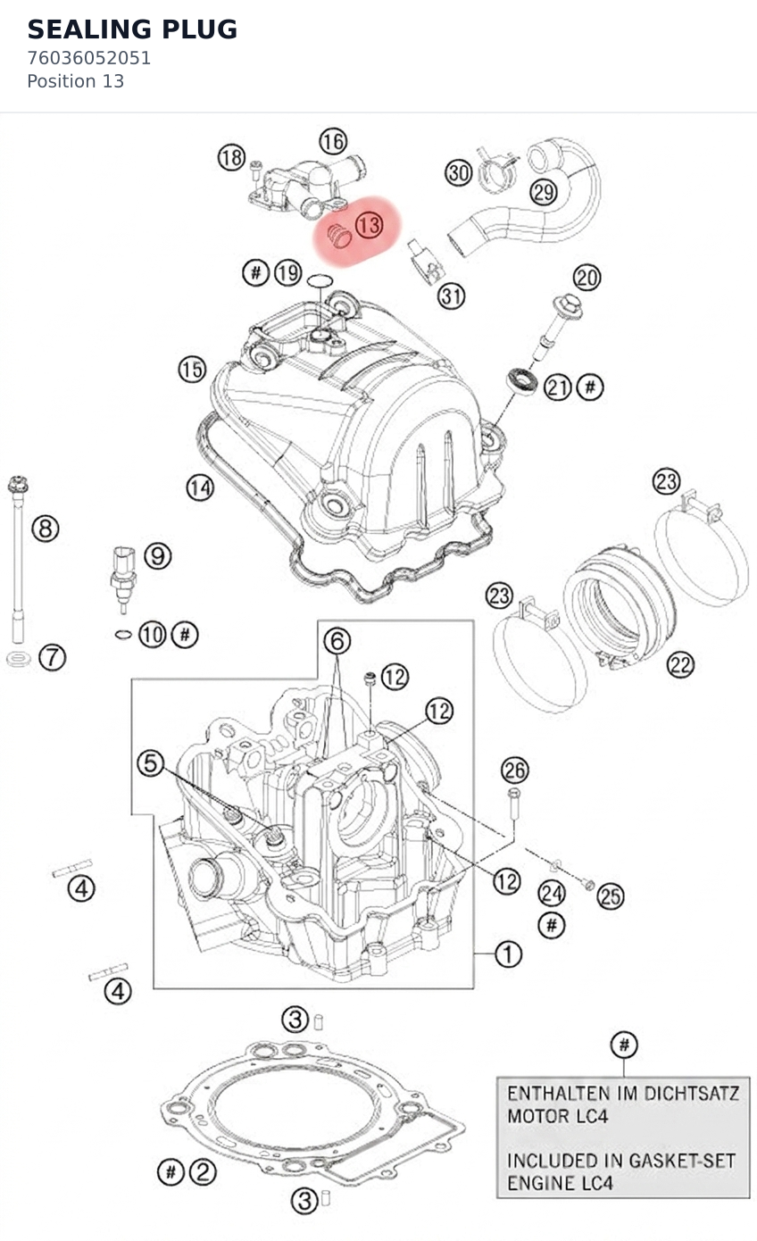Diagram preview: SEALING PLUG (76036052051)