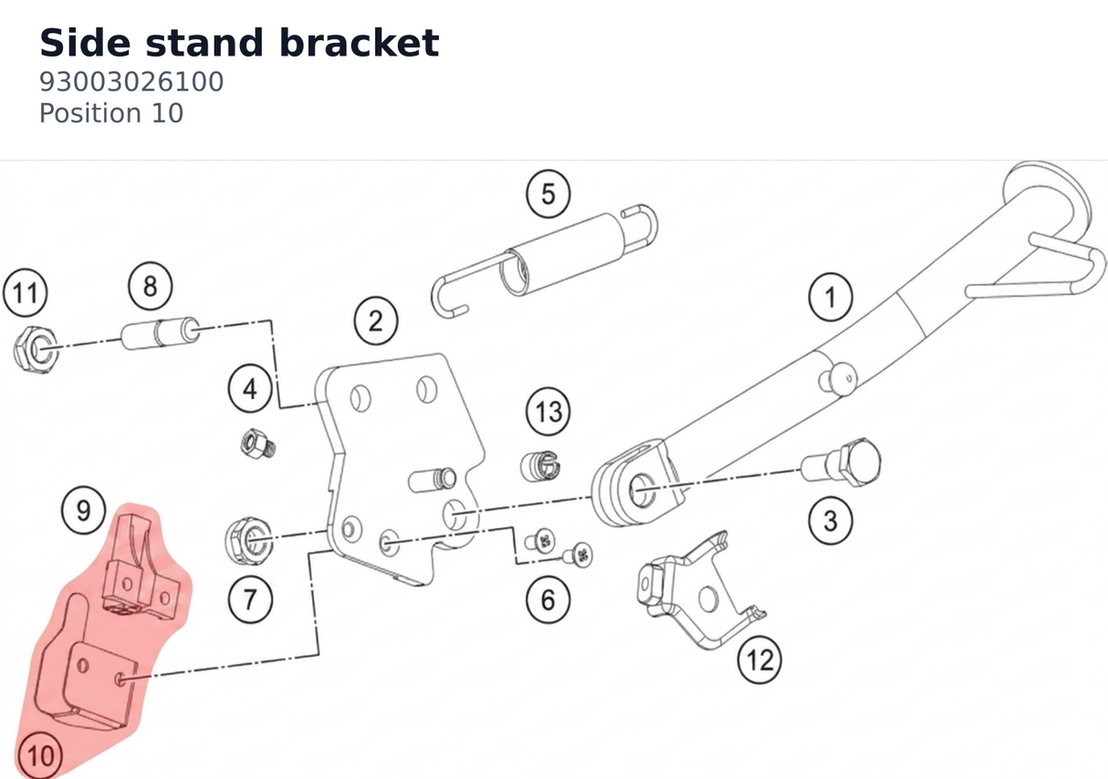 Diagram preview: Side stand bracket (93003026100)