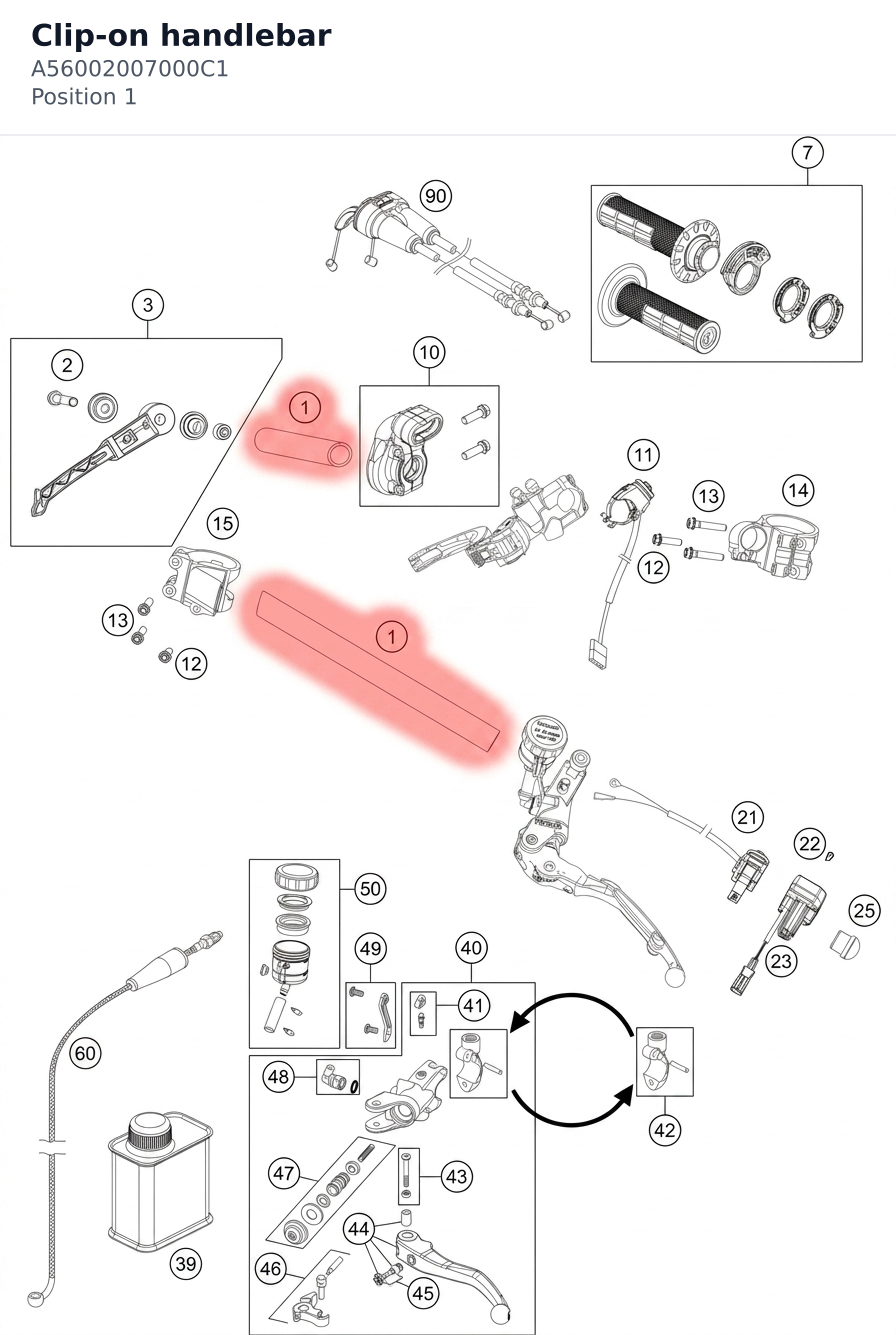 Diagram preview: Clip-on handlebar (A56002007000C1)