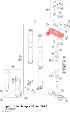 Diagram preview: Upper triple clamp X 22mm 2017 (7900113402204)
