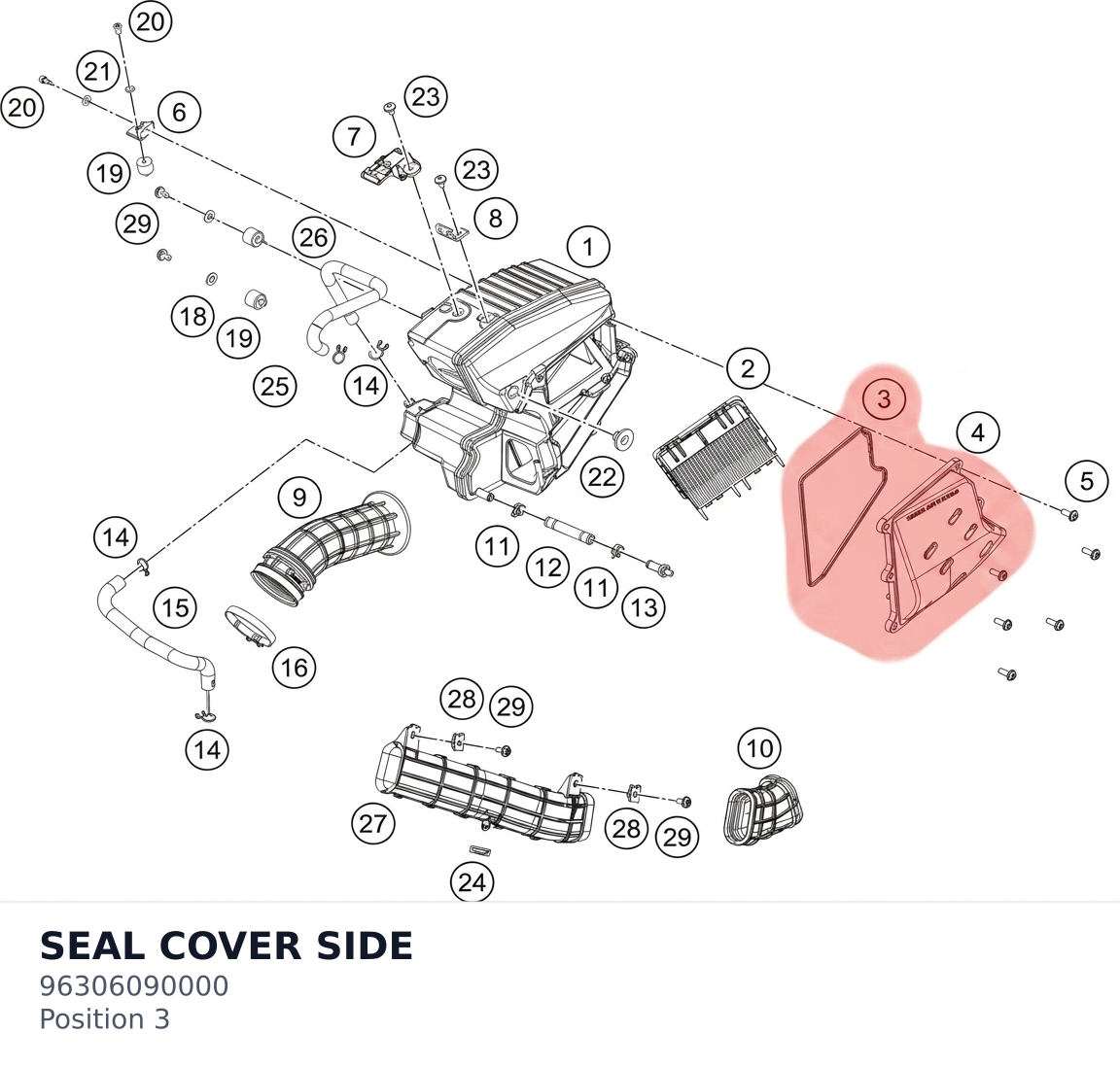 Diagram preview: SEAL COVER SIDE (96306090000)
